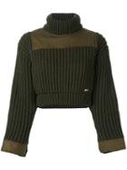 Dsquared2 Cropped Rib Effect Jumper, Size: Xs, Green, Virgin Wool