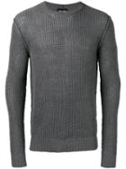 Giorgio Armani Ribbed Detail Jumper, Men's, Size: 50, Grey, Cotton