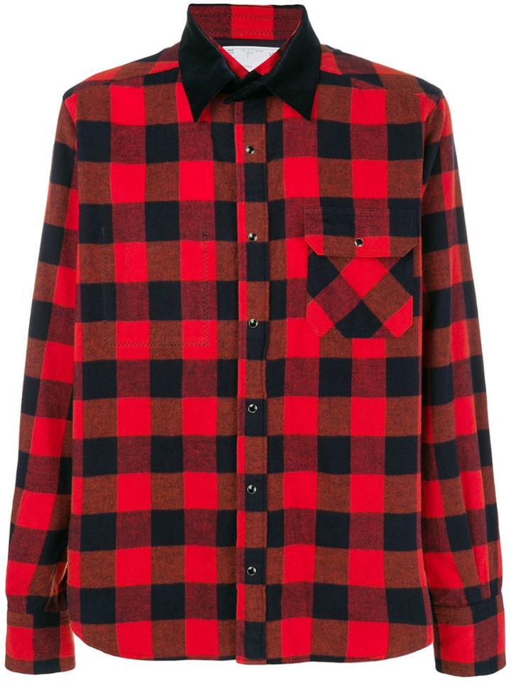 Sacai Velvet Collar Checked Shirt - Red