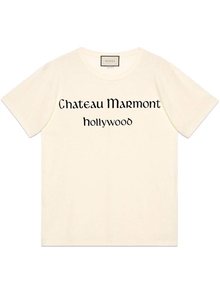 Gucci Oversize T-shirt With Chateau Marmont Print - White