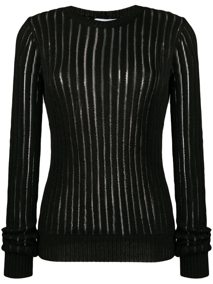 Helmut Lang Sheer Stripe Sweater - Black