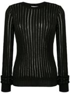 Helmut Lang Sheer Stripe Sweater - Black
