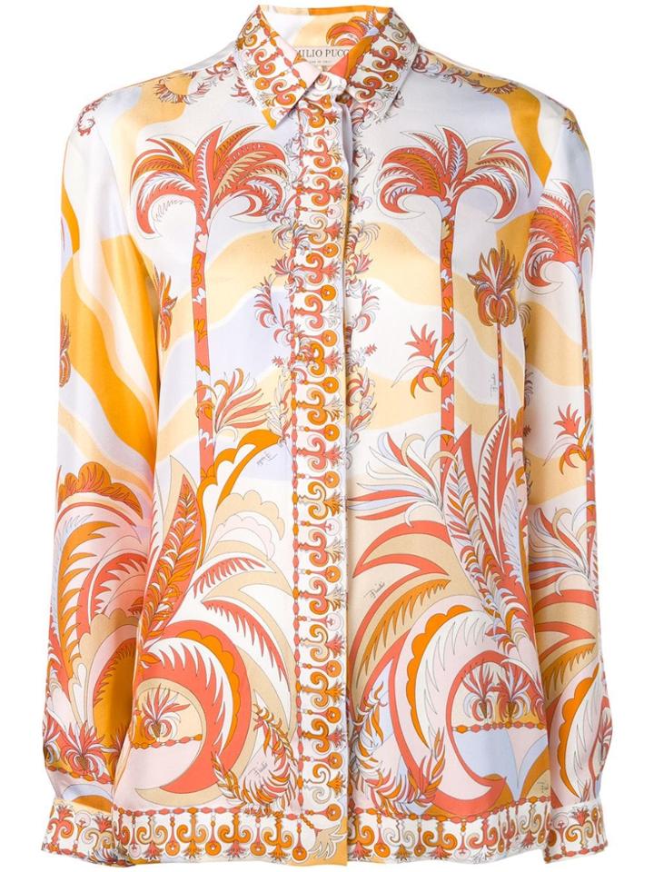 Emilio Pucci Acapulco Piazzato Print Silk Shirt - White