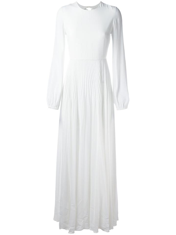 No21 Pleated Maxi Dress, Women's, Size: 40, White, Acetate/silk