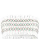 Tory Burch Costa Smocked Bandeau Bikini Top - White
