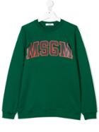 Msgm Kids Teen Logo Print Sweatshirt - Green