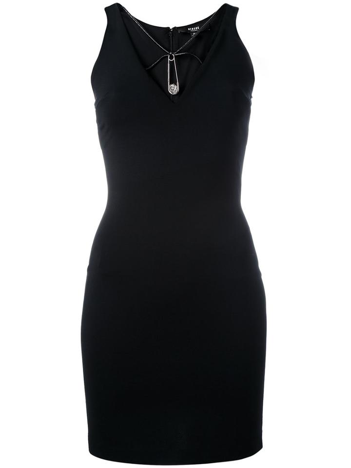 Versus Safety Pin Detail Fitted Dress, Women's, Size: 38, Black, Viscose/polyamide/spandex/elastane