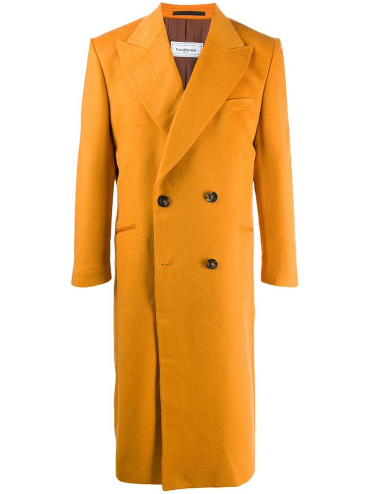 Casablanca Fitted Double-breasted Coat - Yellow