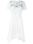 Peter Pilotto Asymmetric Embroidered Dress, Women's, Size: 10, White, Acetate/viscose/polyester