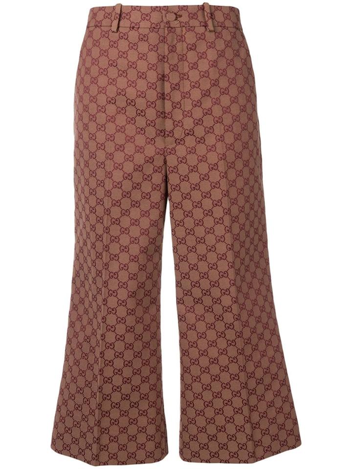 Gucci Gg Wool Canvas Culotte Pant - Brown