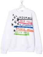 Msgm Kids Teen Star Colour Print Sweatshirt - White