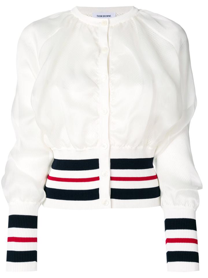 Thom Browne Puffy Tri-stripe Blouse - White