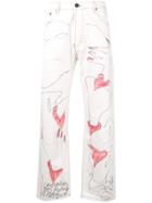 Dust Sketch Print Jeans - White