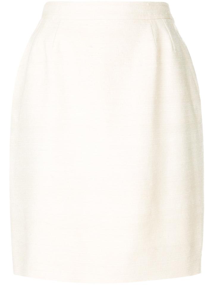 Yves Saint Laurent Vintage High Rise Distressed Skirt - Nude &