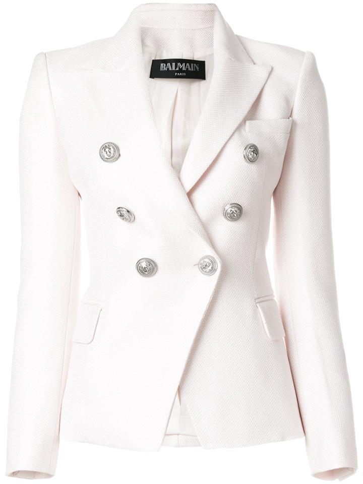 Balmain Double-breasted Fitted Blazer - Pink & Purple