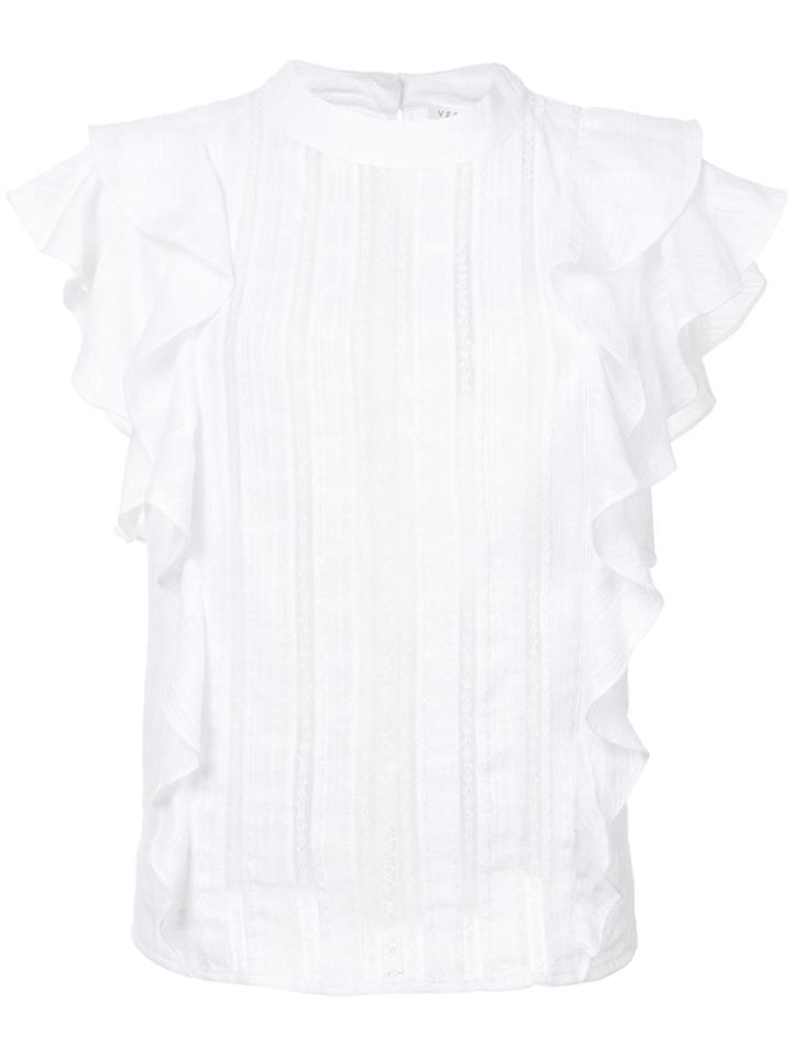 Veronica Beard Ruffled Sleeveless Blouse - White