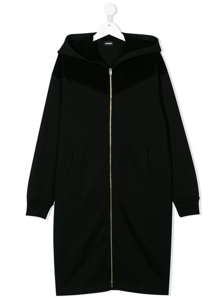 Diesel Kids Teen Star Logo Hoodie Dress - Black