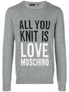 Love Moschino Slogan Sweater - Grey