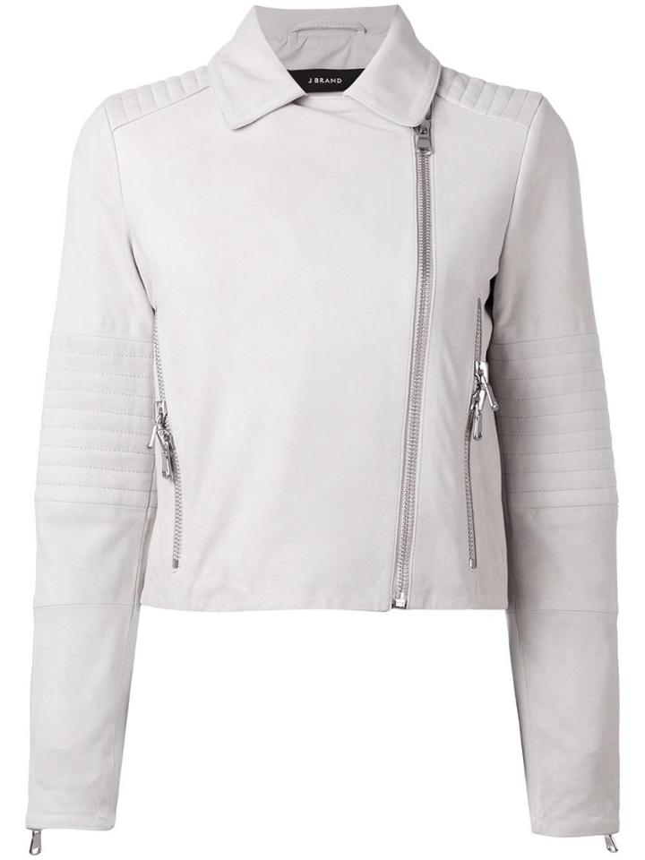 J Brand Zipped Biker Jacket - Grey