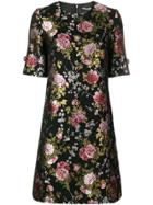 Dolce & Gabbana Floral Print Short Sleeve Dress - Black