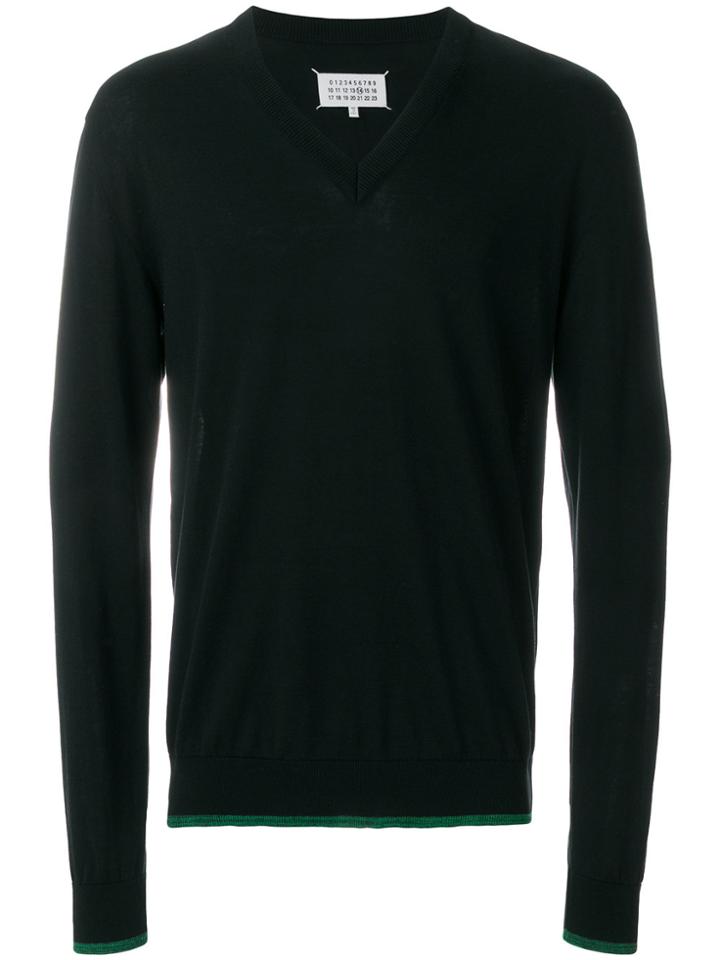 Maison Margiela V-neck Fitted Sweater - Black