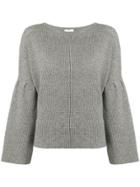 Allude Flared Sleeve Sweater - Grey