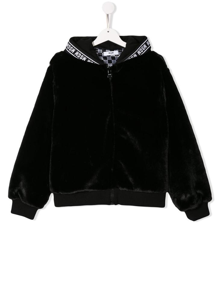 Msgm Kids Fluffy Hoodie - Black