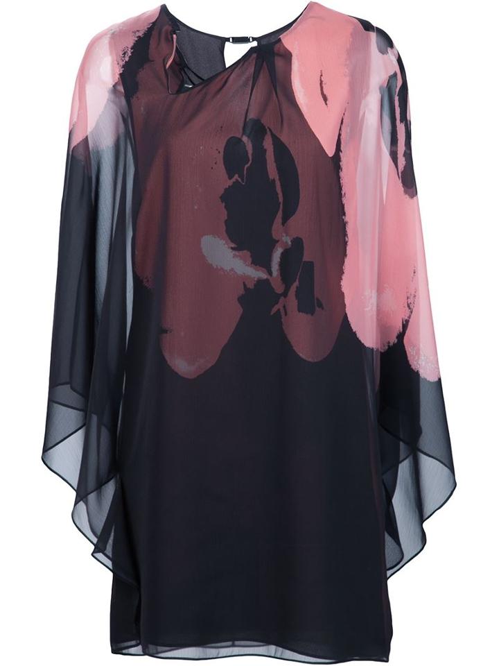 Halston Heritage Printed Batwing Sleeve Dress