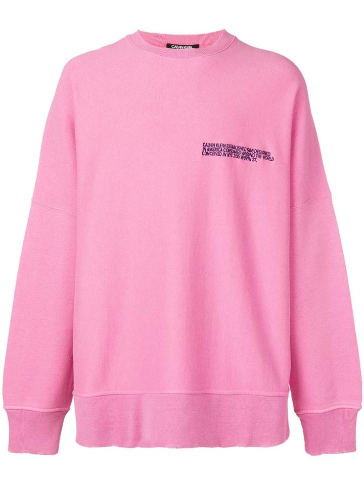Calvin Klein 205w39nyc Embroidered Quote Sweatshirt - Pink