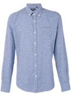 Woolrich - Checkered Shirt - Men - Cotton/linen/flax - Xl, Blue, Cotton/linen/flax