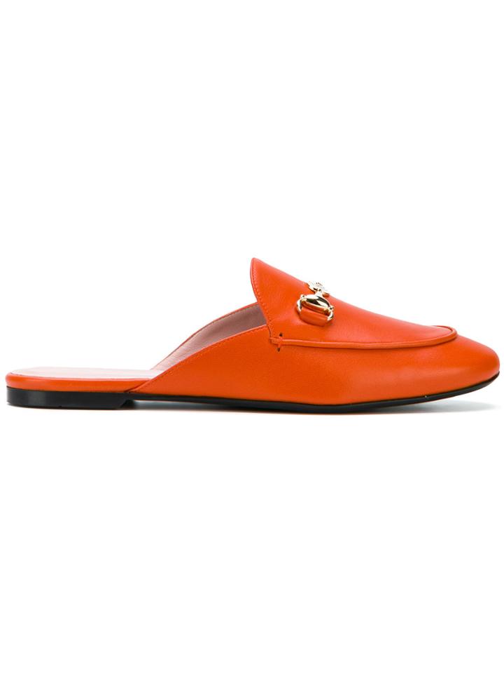 Pretty Ballerinas Buckled Loafer Mules - Yellow & Orange