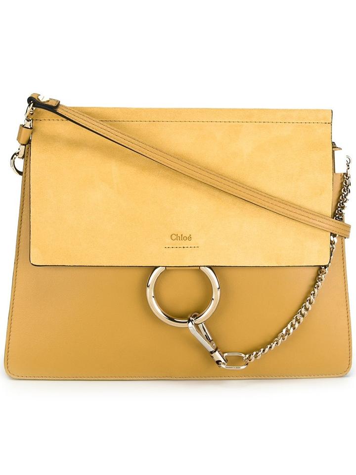 Chloé Faye Shoulder Bag, Women's, Yellow/orange, Calf Leather/calf Suede