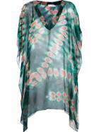 Brigitte V-neck Printed Beach Dress, Women's, Size: P, Green, Silk