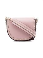 Valentino Pink Rockstud Mini Leather Saddle Bag - Pink & Purple