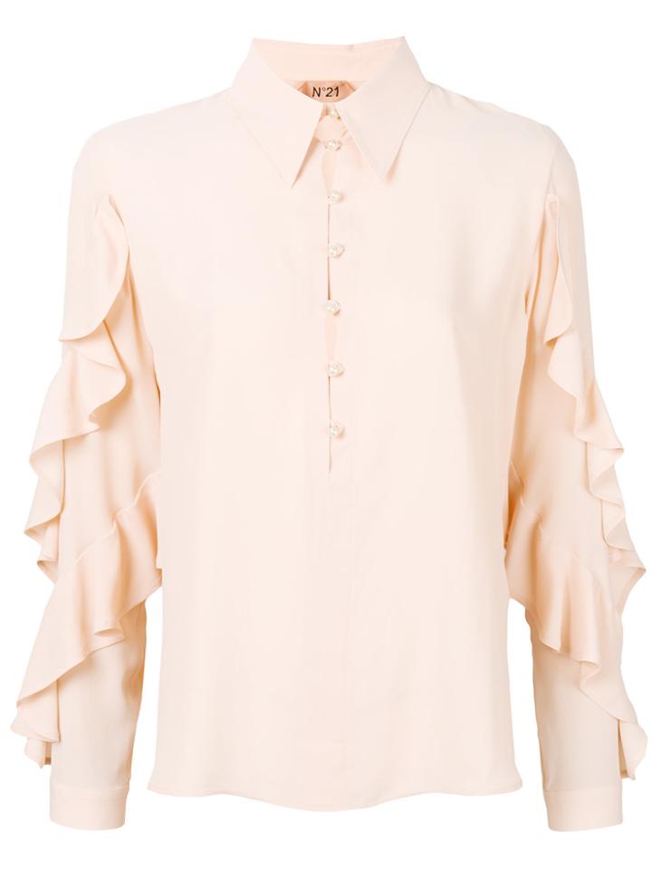 No21 Ruffle Sleeve Blouse - Nude & Neutrals