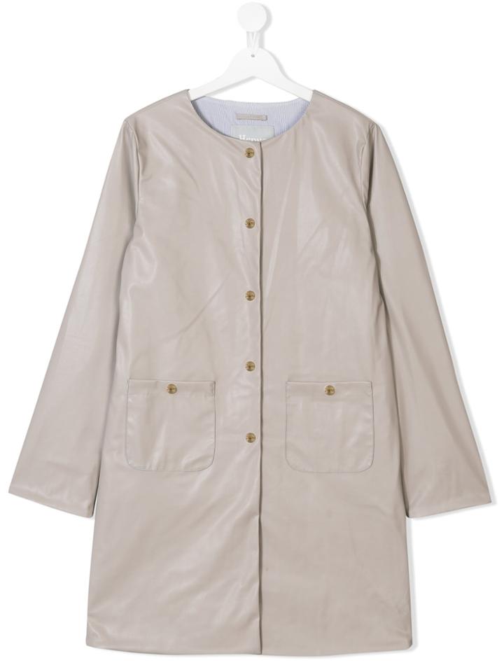 Herno Kids Single Breasted Coat - Grey