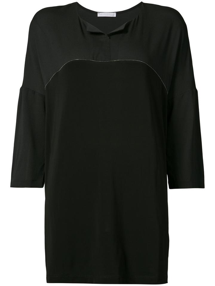 Fabiana Filippi - V-neck Top - Women - Spandex/elastane/viscose - 48, Black, Spandex/elastane/viscose