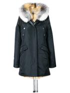 Nicole Benisti Bellville Tricolour Fox Fur Trim Coat - Black