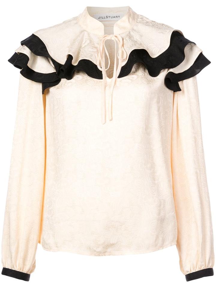 Jill Stuart Ruffled Neck Blouse - Nude & Neutrals