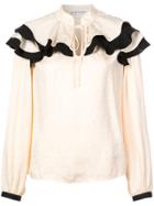 Jill Stuart Ruffled Neck Blouse - Nude & Neutrals