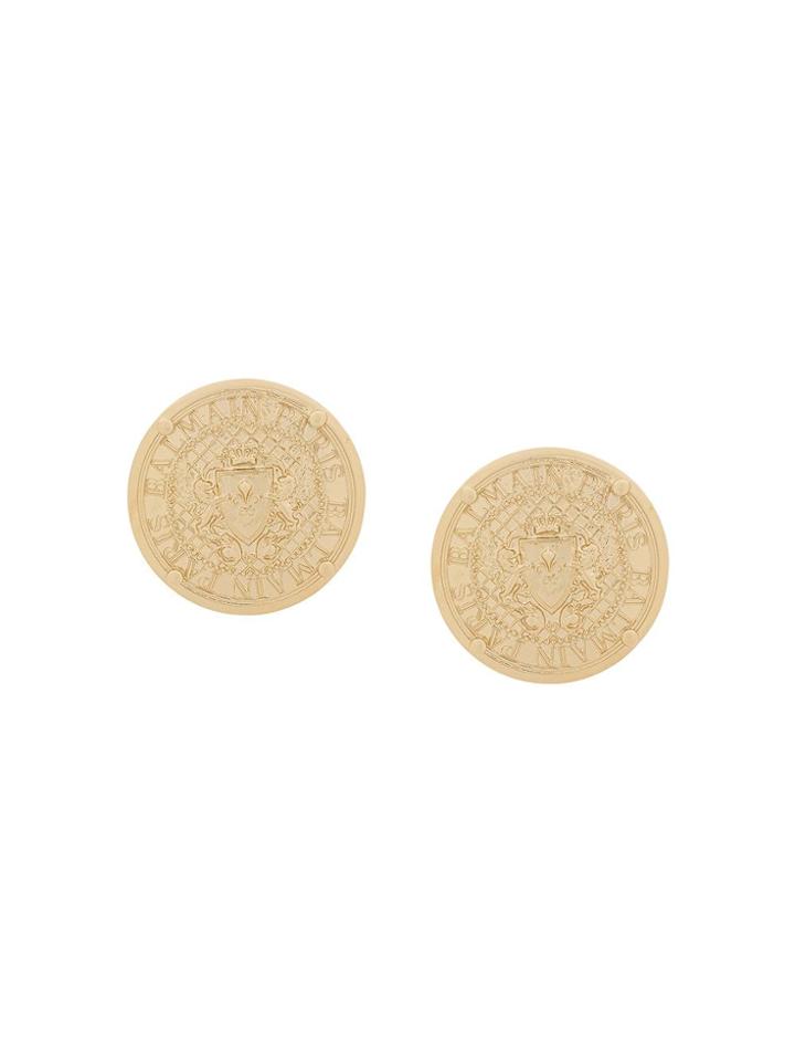 Balmain Medallion Earrings - Gold