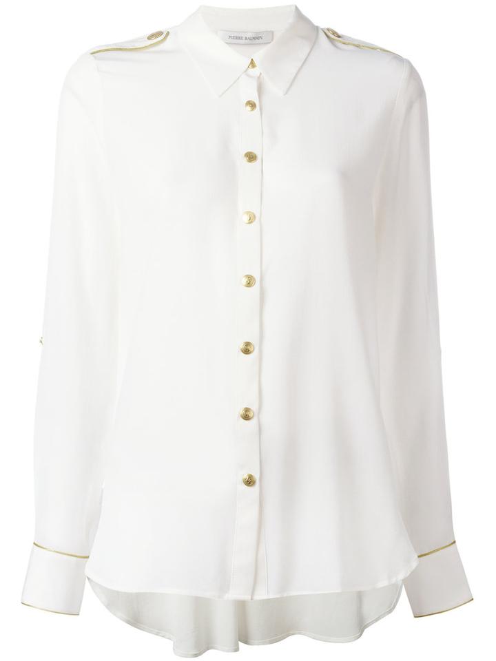 Pierre Balmain Shoulder Straps Shirt, Women's, Size: 36, White, Silk
