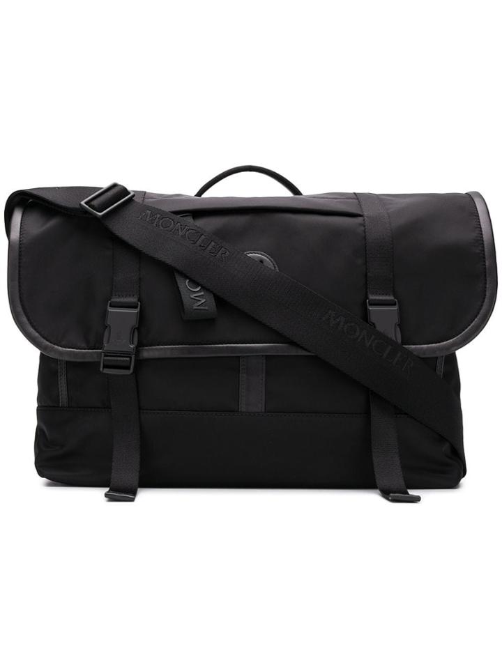 Moncler Leather Trim Messenger Bag - Black