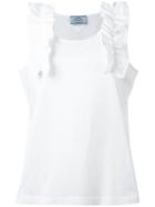 Prada Floral Tank Top, Women's, Size: Small, White, Cotton