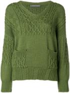 Alberta Ferretti Contrast Knit Jumper - Green