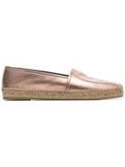 Saint Laurent Metal Blush Logo Leather Espadrilles - Metallic