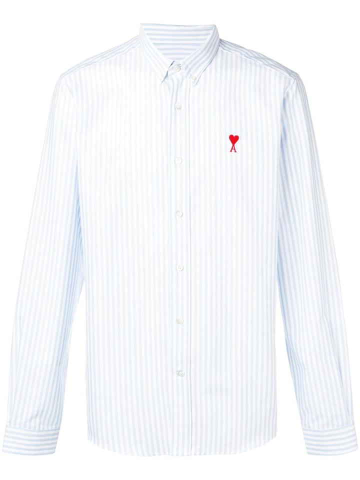 Ami Alexandre Mattiussi Button-down Shirt Ami De Coeur Patch - Blue