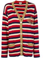 Gucci Striped Log Embroidered Cardigan