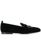 Dolce & Gabbana Crown Embroidery Loafers - Black