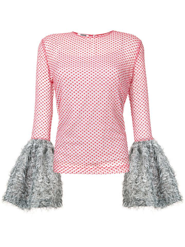 Jourden - Tulle Blouse - Women - Polyamide/polyester - 40, Red, Polyamide/polyester